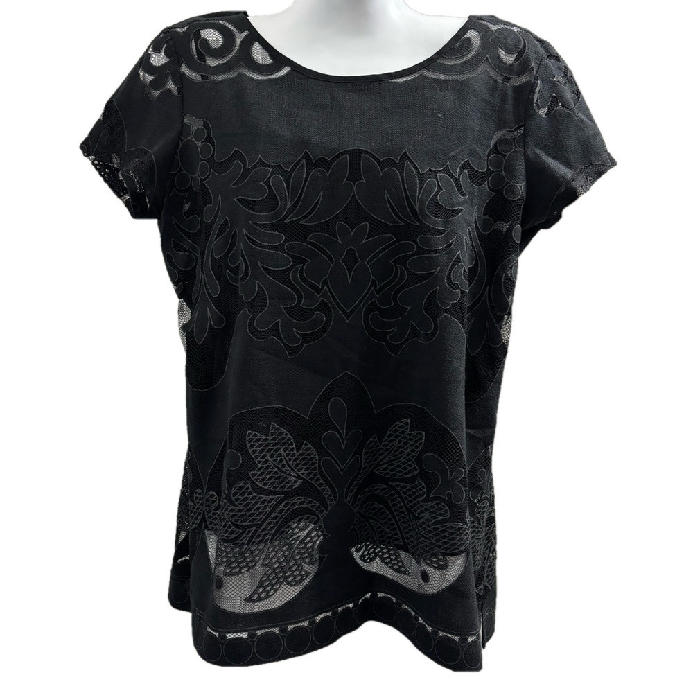 Banana Republic Black Boxy Embellished Blouse